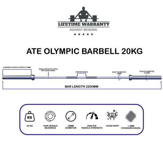 Olympic Barbell Weightlifting 20kg (Men's) - ATEONLINESHOP