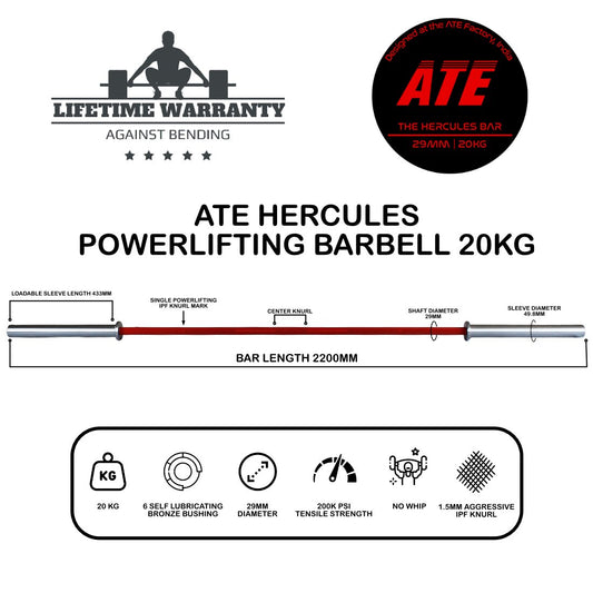 Powerlifting Barbell Hercules Bar 20kg - ATEONLINESHOP