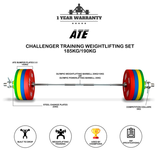 Weightlifting Set Training (190 Kg Mens - 185 Kg Women's) - ATEONLINESHOP