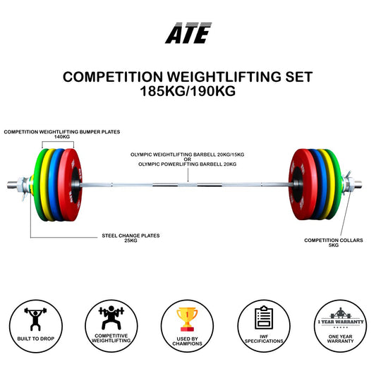 Weightlifting Set Competition (190 Kg Mens - 185 Kg Womens) - ATEONLINESHOP