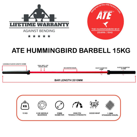 Olympic Barbell Weightlifting Hummingbird 15kg (Cerakote) - ATEONLINESHOP