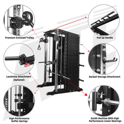 All In One Trainer X1 (Functional Trainer + Smith Machine + Squat Rack Combo)