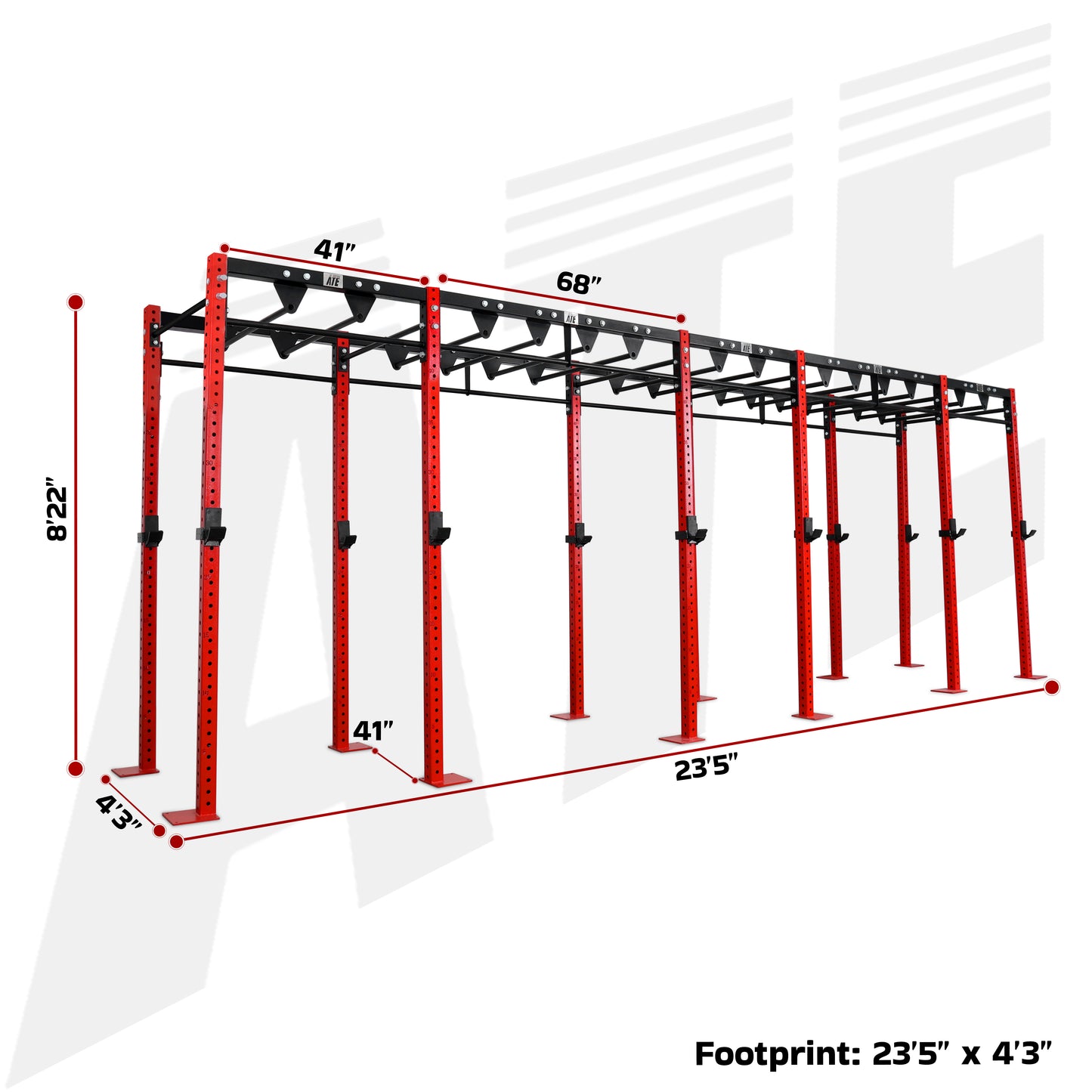 Rhino CrossFit Rig - 6 Station Rig with Monkey Bar
