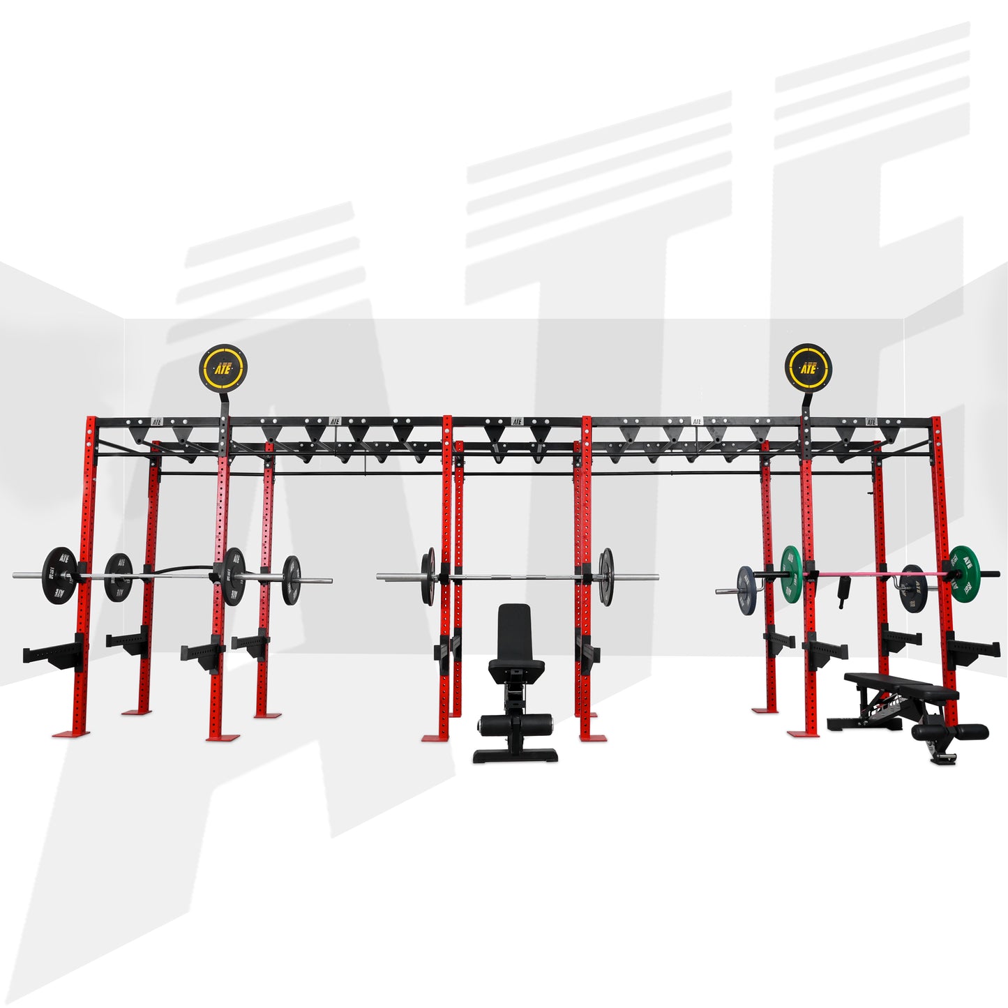 Rhino CrossFit Rig - 6 Station Rig with Monkey Bar