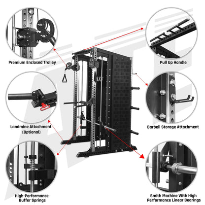 All In One Trainer X1 (Functional Trainer + Smith Machine + Squat Rack Combo) - ATEONLINESHOP