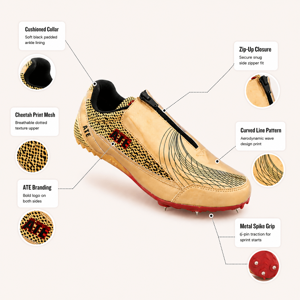 ATE Sprint Gold Running Shoes - ATEONLINESHOP
