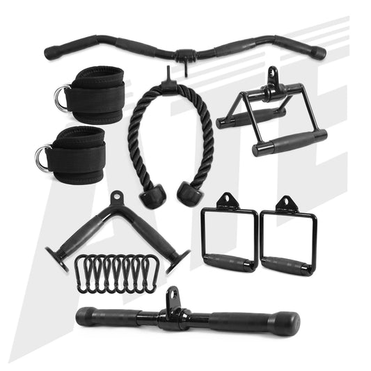 Cable Attachment Handles Set – Black – 8 Model - ATEONLINESHOP