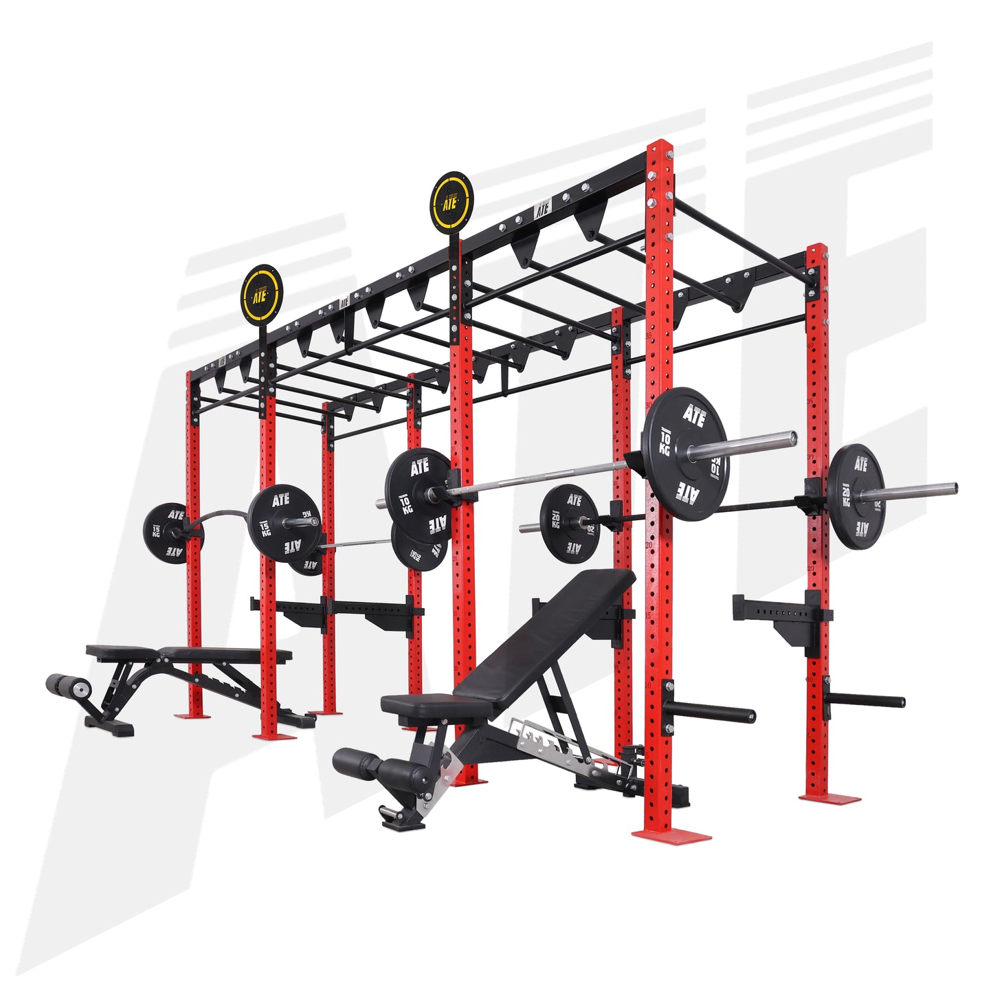 Rhino CrossFit Rig - 4 Station Rig with Monkey Bar