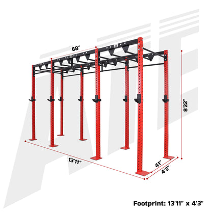 Rhino CrossFit Rig - 4 Station Rig with Monkey Bar