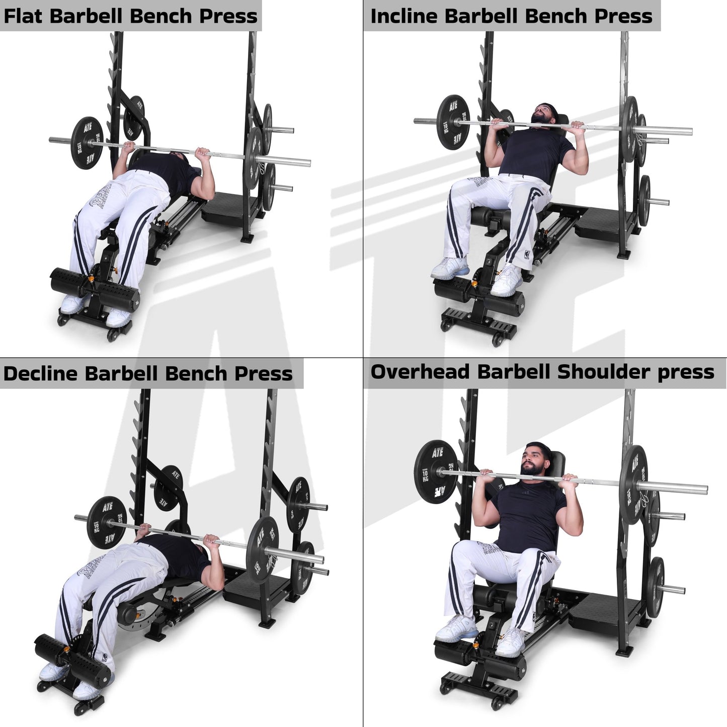 Multi Olympic Bench (Flat/Incline/Decline/Overhead Presses) - ATEONLINESHOP