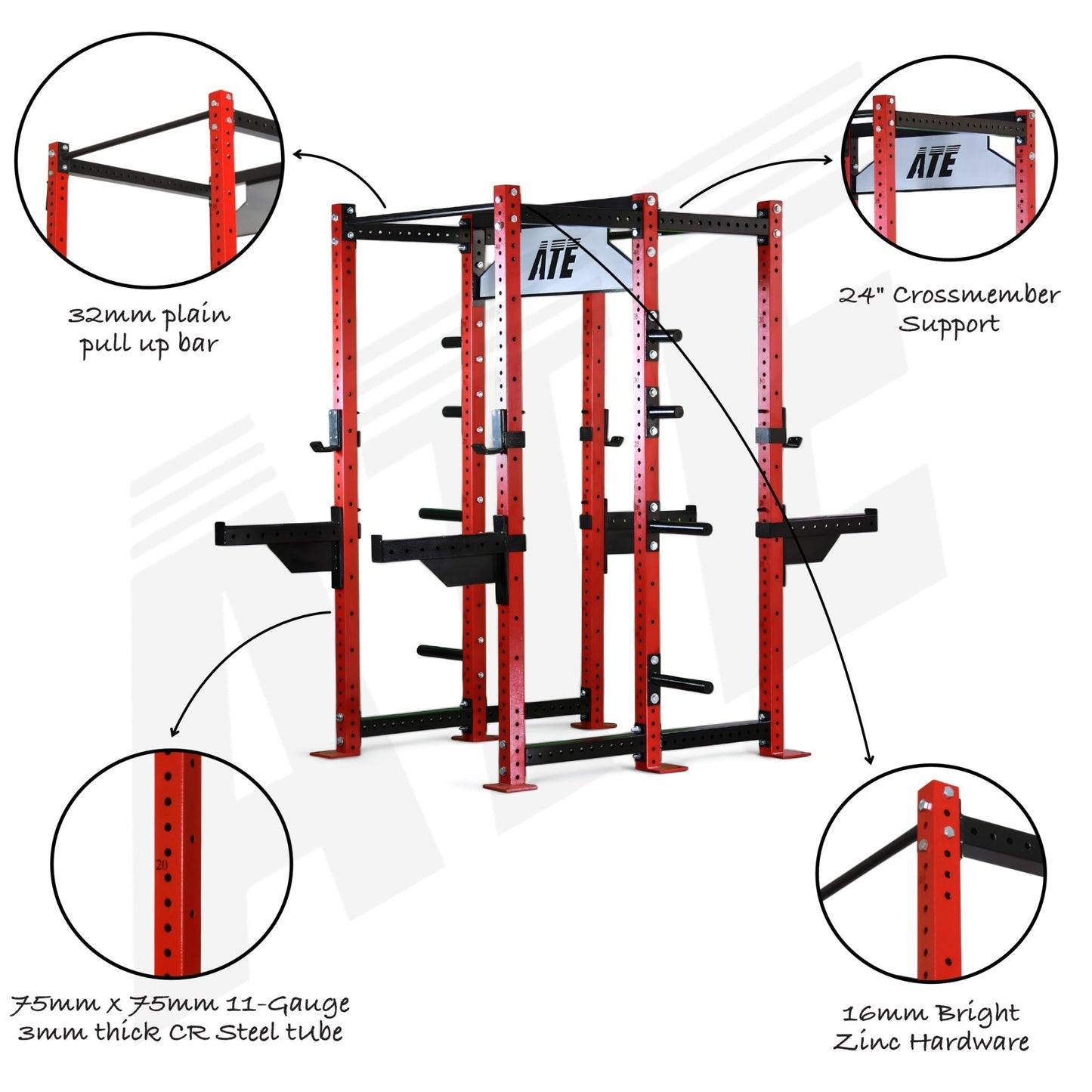 Rhino Double Half Rack V3 | 24" + 24" Depth | 6 - Post - ATEONLINESHOP