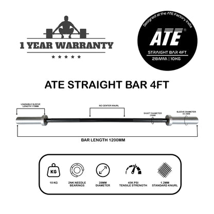 Straight Bar 4ft (Black Oxide/Chrome) - ATEONLINESHOP