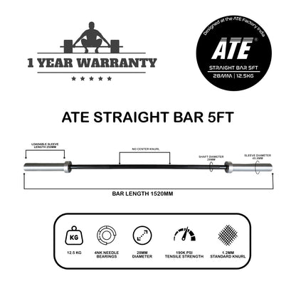 Straight Barbell 5ft (Black Oxide/Chrome) - ATEONLINESHOP