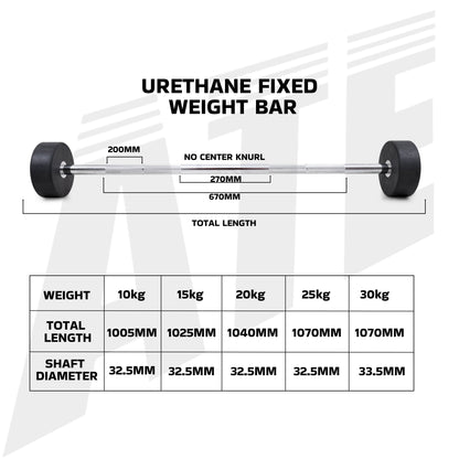 Urethane Fixed Weight Bar - Straight - 100kg Set - ATEONLINESHOP