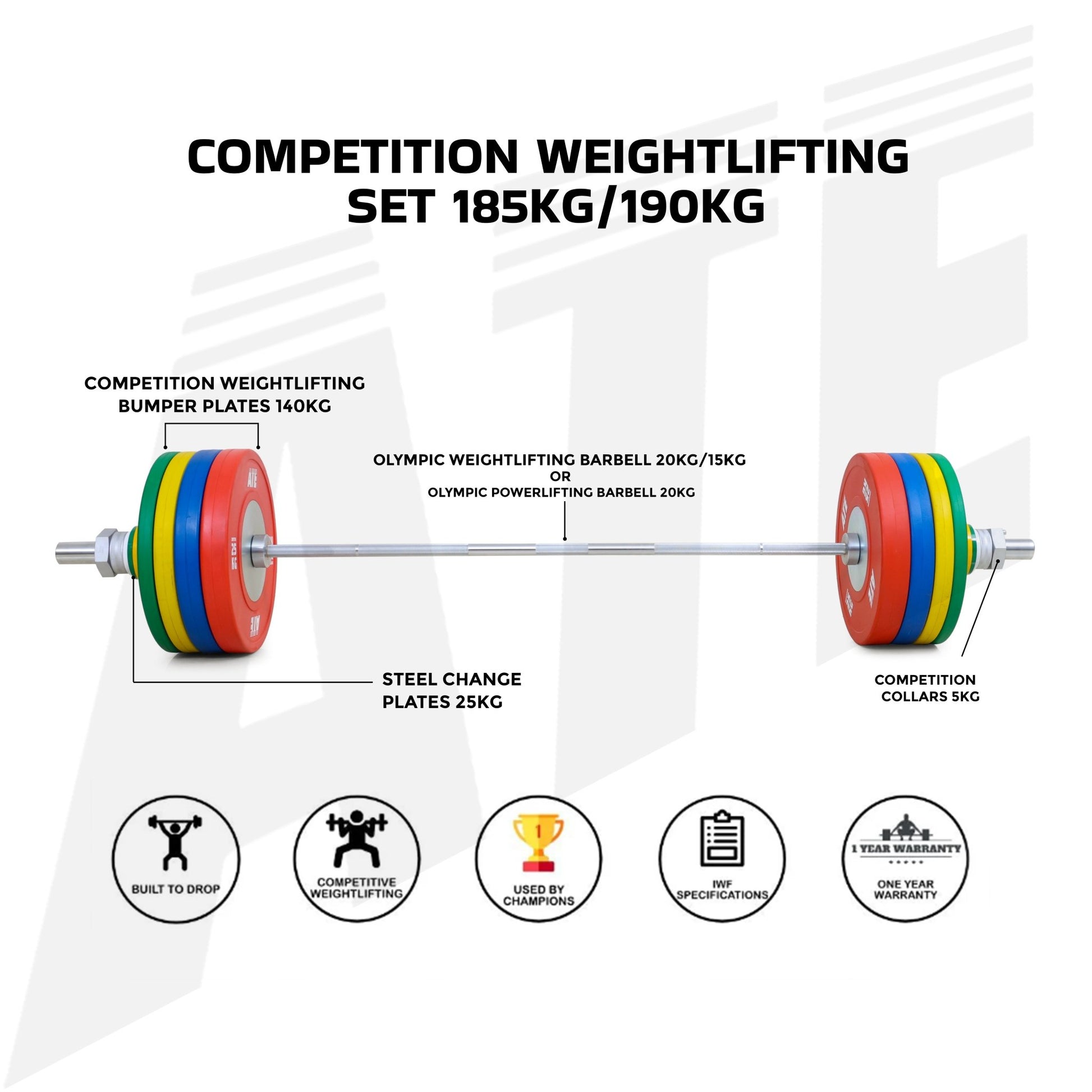 Weightlifting Set Competition (190 Kg Men - 185 Kg Women) - ATEONLINESHOP