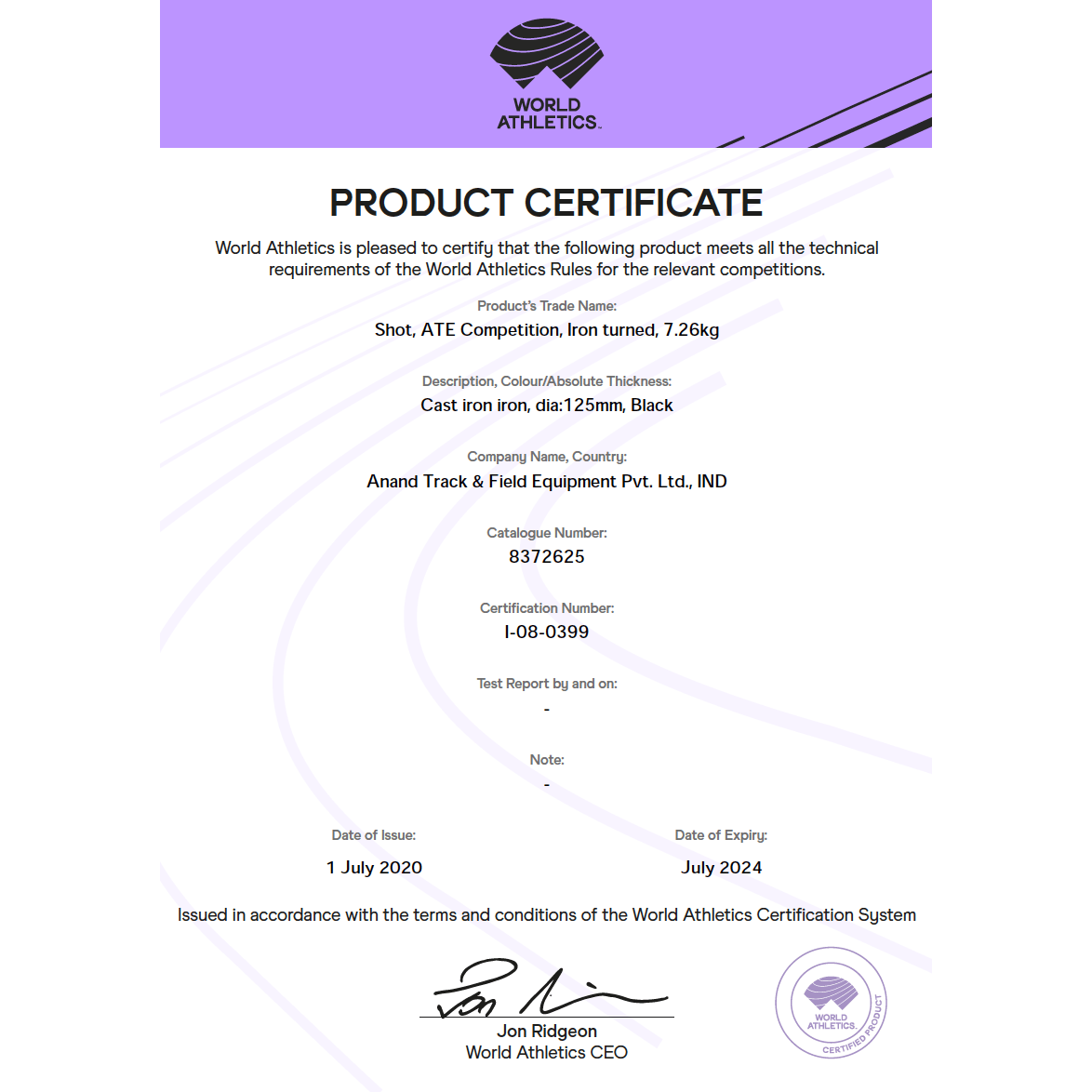 ATE Shot Put Competition Turned Iron - ATEONLINESHOP