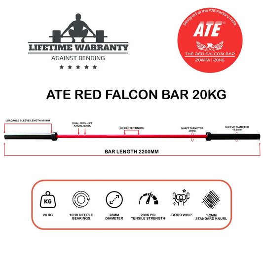 Olympic Barbell Weightlifting Red Falcon 20kg (Cerakote) - ATEONLINESHOP