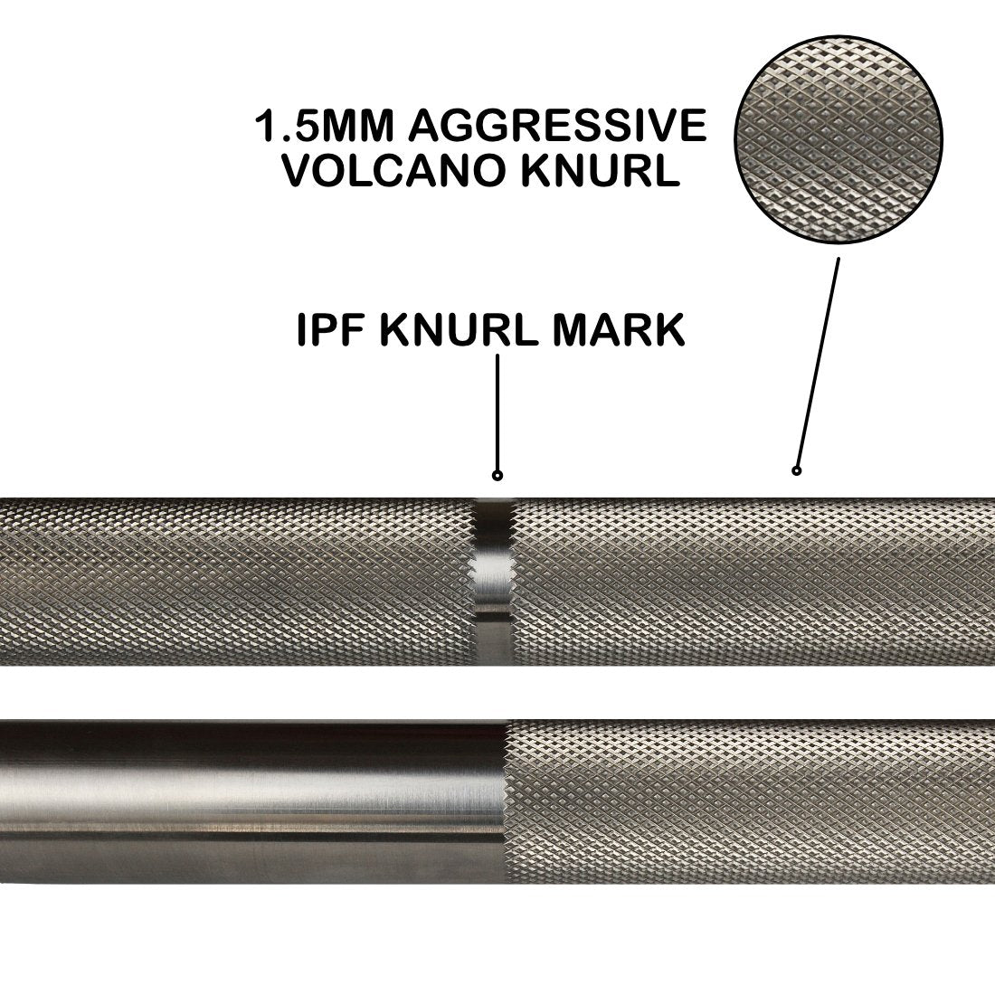 Powerlifting Barbell 20kg : Stainless Steel (IPF Specifications) - ATEONLINESHOP